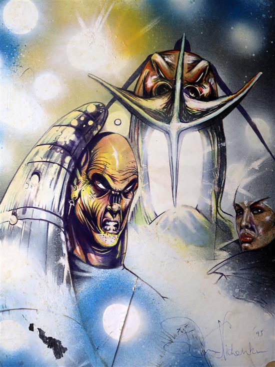 John Hicklenton (1967-2010), original artwork, in colour, for the front cover of 2000 AD, 16th January 1988,